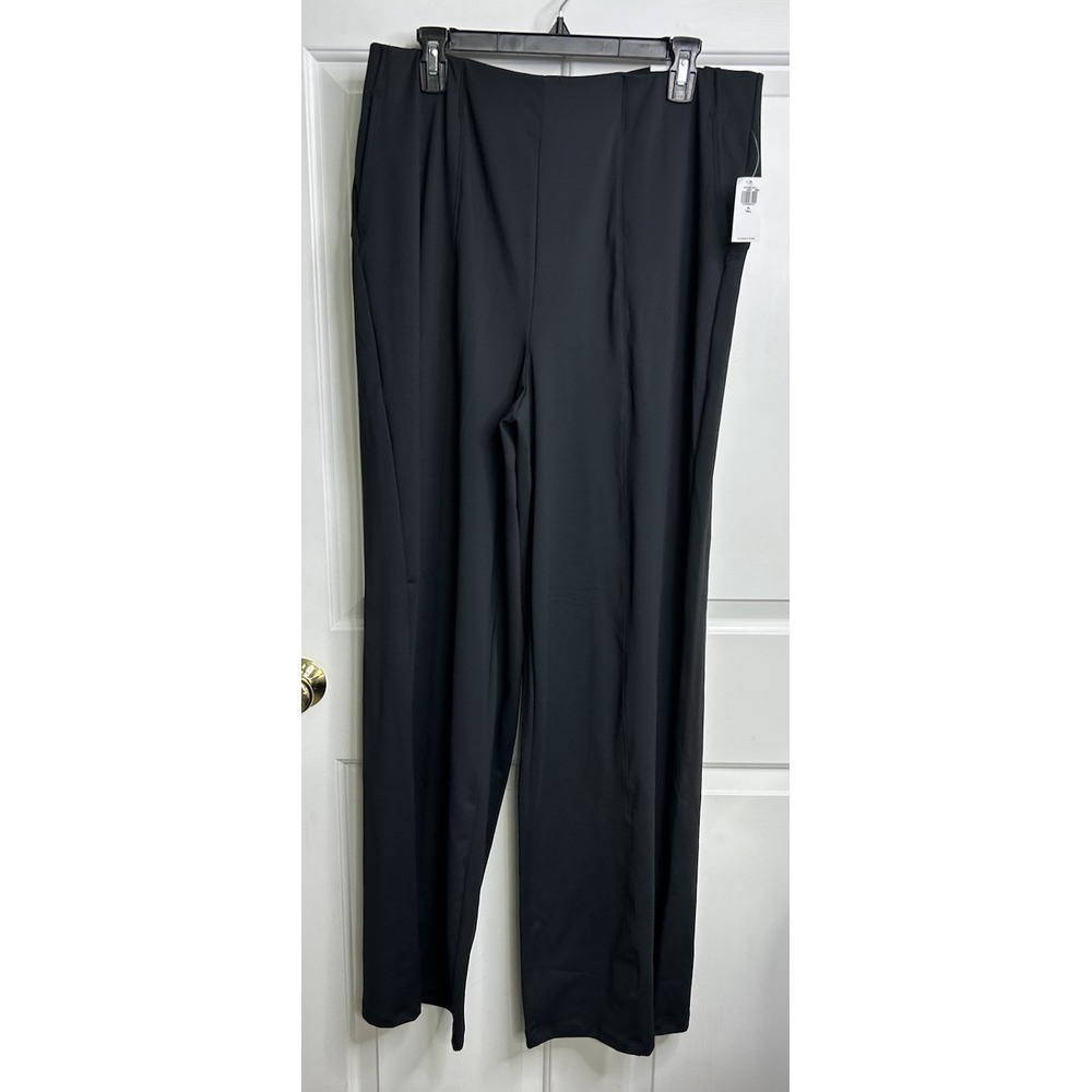 Old Navy PowerSoft Wide Leg Pants Women's XL Tall High Rise Stretch Black Flaws*